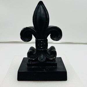 Sicura Italian Designs Fleur De Lis Bookend Wooden Crackled Black One-Piece